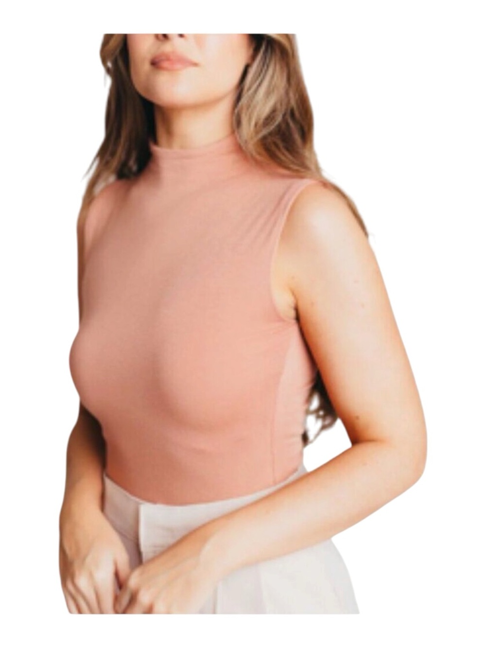 Dress Forum Bodysuit Mock neck Pink/Peach M NWT